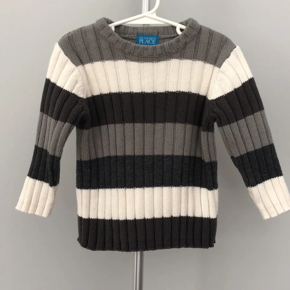 The Children’s Place Striped Sweater Shades of Grey and Slight Off White Size 3T